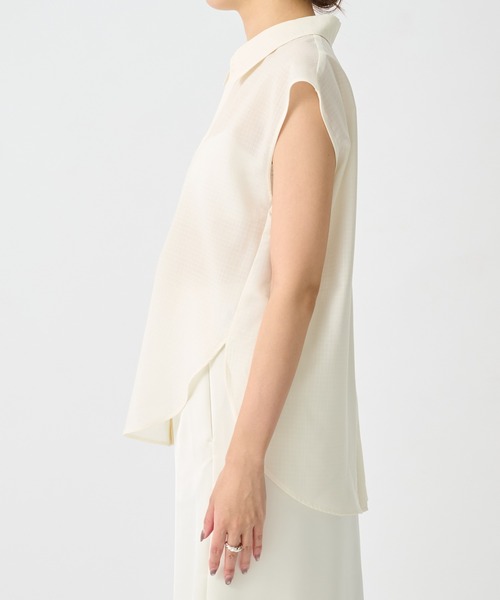 CITY TOKYO(シティトウキョウ)の「【CITY TOKYO/シティートウキョウ】Ripstop Sheer Shirt/リップストップシアーシャツ(シャツ/ブラウス・レディース・ホワイト/ブラック・FREE)」の5枚目の写真