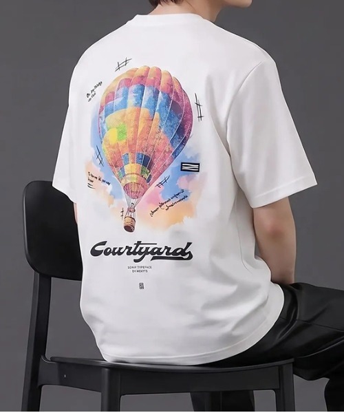 revertical(リバーティカル)の「気球 アートグラフィック バックプリント 半袖Tシャツ(Tシャツ/カットソー・メンズ・ブラック/ホワイト・MEDIUM/LARGE)」の1枚目の写真