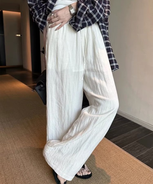 FLINEA(フリネア)の「リネンリラックスパンツ(その他パンツ・レディース・ホワイト/ネイビー/ブルー/パープル/ライトブラウン・FREE)」の9枚目の写真