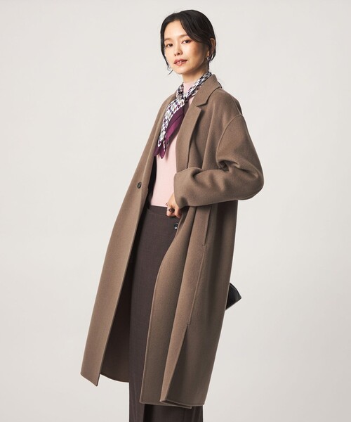 green label relaxing(グリーンレーベルリラクシング)の「リバー ロングコート(チェスターコート・レディース・ブラック/モカ・38/36)」の3枚目の写真