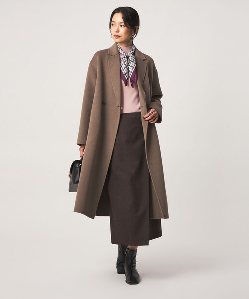green label relaxing(グリーンレーベルリラクシング)の「リバー ロングコート(チェスターコート・レディース・ブラック/モカ・38/36)」の6枚目の写真