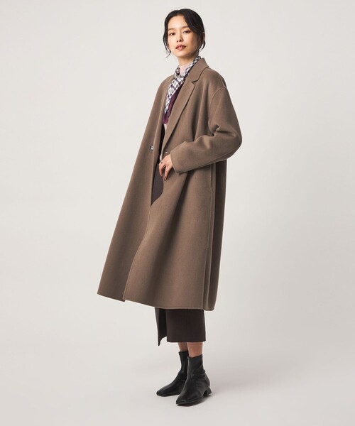 green label relaxing(グリーンレーベルリラクシング)の「リバー ロングコート(チェスターコート・レディース・ブラック/モカ・38/36)」の7枚目の写真