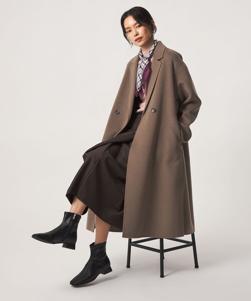 green label relaxing(グリーンレーベルリラクシング)の「リバー ロングコート(チェスターコート・レディース・ブラック/モカ・38/36)」の8枚目の写真