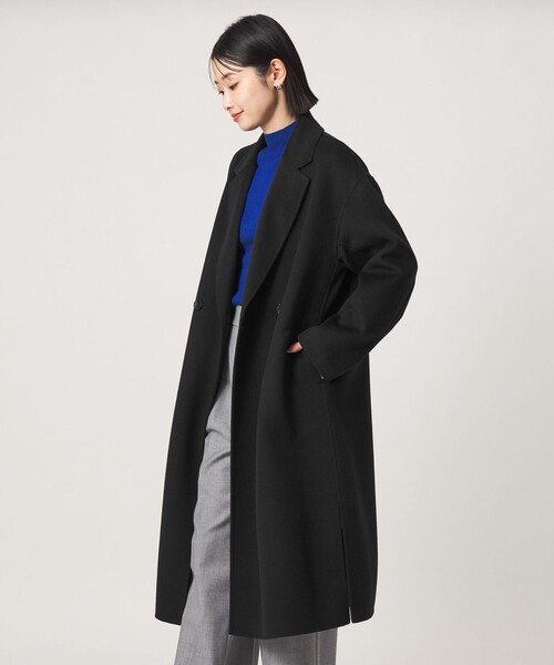 green label relaxing(グリーンレーベルリラクシング)の「リバー ロングコート(チェスターコート・レディース・ブラック/モカ・38/36)」の9枚目の写真