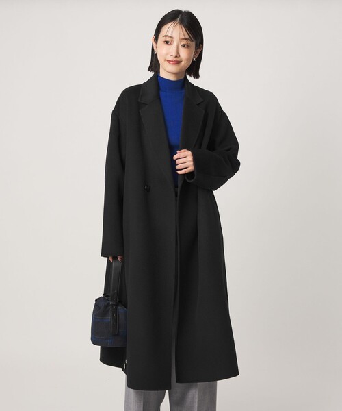 green label relaxing(グリーンレーベルリラクシング)の「リバー ロングコート(チェスターコート・レディース・ブラック/モカ・38/36)」の10枚目の写真