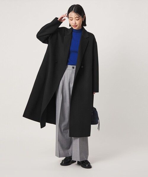 green label relaxing(グリーンレーベルリラクシング)の「リバー ロングコート(チェスターコート・レディース・ブラック/モカ・38/36)」の12枚目の写真