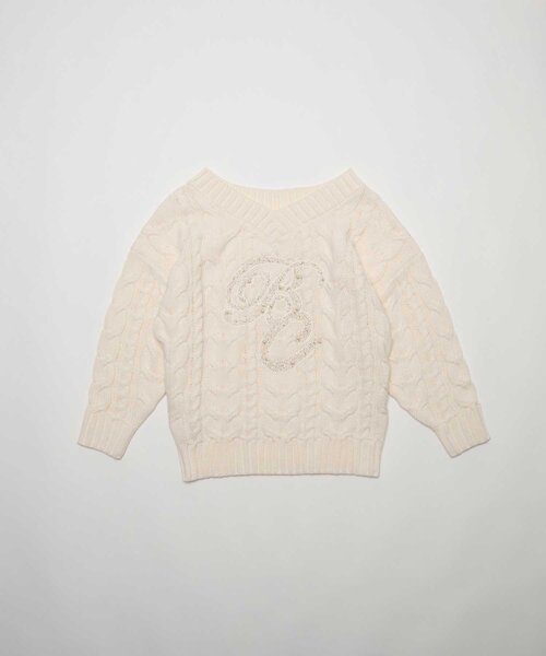 Belle Charme(ベルシャルム)の「【Belle Charme】BC Bijou Logo Big Cable Knit(ニット/セーター・レディース・オフホワイト/ベージュ/サックスブルー/ブラック・FREE)」の9枚目の写真