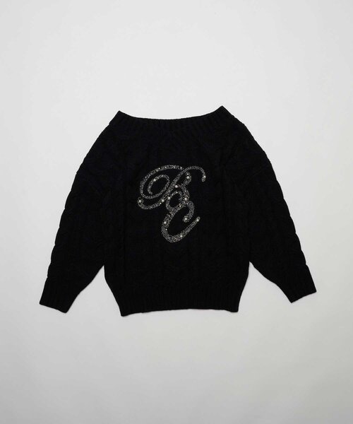 Belle Charme(ベルシャルム)の「【Belle Charme】BC Bijou Logo Big Cable Knit(ニット/セーター・レディース・オフホワイト/ベージュ/サックスブルー/ブラック・FREE)」の13枚目の写真