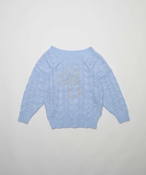 Belle Charme(ベルシャルム)の「【Belle Charme】BC Bijou Logo Big Cable Knit(ニット/セーター・レディース・オフホワイト/ベージュ/サックスブルー/ブラック・FREE)」の18枚目の写真