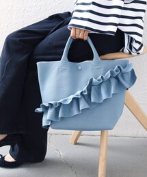 【WEB限定】フリル ジャカード トートバッグ M