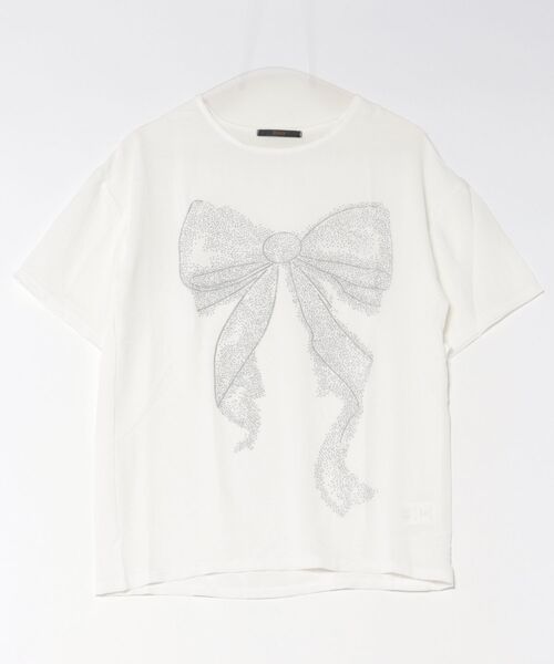 Ritzy(リッツィー)の「リボンプリント柄・オーバーサイズ半袖Tシャツ(Tシャツ/カットソー・レディース・ホワイト/ブラック・LARGE/MEDIUM)」の11枚目の写真