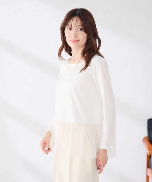 a.v.v(アーヴェヴェ)の「レース ヘム ロンT(Tシャツ/カットソー・レディース・ブラック/ホワイト・38/40/36)」の7枚目の写真