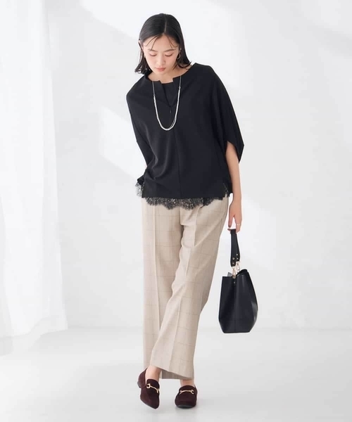 a.v.v(アーヴェヴェ)の「レース ヘム ロンT(Tシャツ/カットソー・レディース・ブラック/ホワイト・38/40/36)」の11枚目の写真