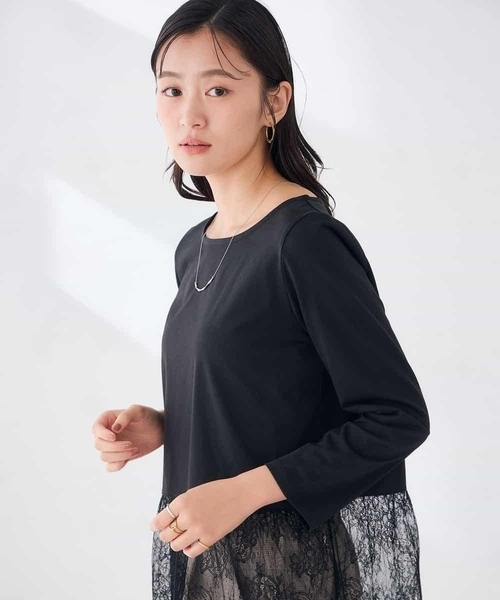a.v.v(アーヴェヴェ)の「レース ヘム ロンT(Tシャツ/カットソー・レディース・ブラック/ホワイト・38/40/36)」の16枚目の写真