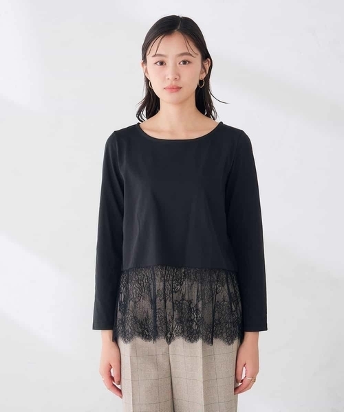 a.v.v(アーヴェヴェ)の「レース ヘム ロンT(Tシャツ/カットソー・レディース・ブラック/ホワイト・38/40/36)」の20枚目の写真