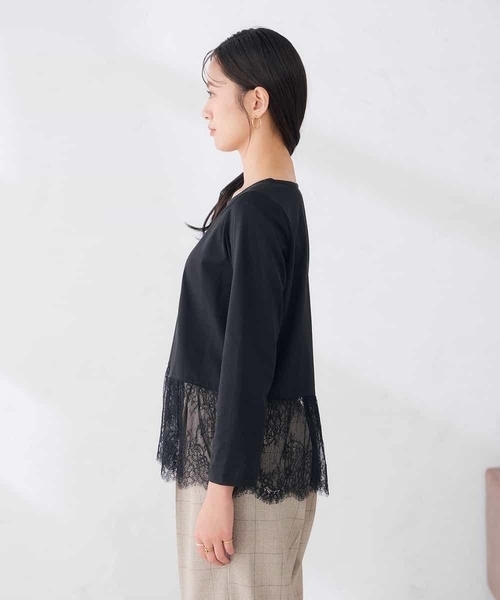 a.v.v(アーヴェヴェ)の「レース ヘム ロンT(Tシャツ/カットソー・レディース・ブラック/ホワイト・38/40/36)」の21枚目の写真