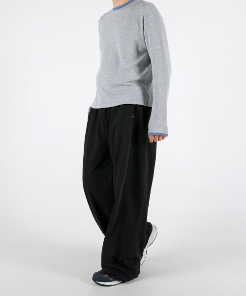 UMM(ウム)の「切り替えワイド 裾ストリング 2WAY ワイドパンツ 3COLOR(スウェットパンツ・メンズ・ブラック/ブラウン/グレー系・1/2)」の8枚目の写真