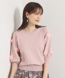 花モチーフ袖ニット