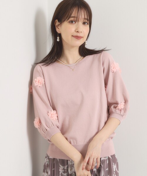 ITS'DEMO(イッツデモ)の「花モチーフ袖ニット(ニット/セーター・レディース・ピンク/ブラック/ライトベージュ・00)」の13枚目の写真