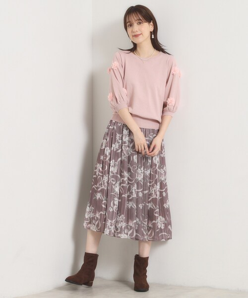 ITS'DEMO(イッツデモ)の「花モチーフ袖ニット(ニット/セーター・レディース・ピンク/ブラック/ライトベージュ・00)」の14枚目の写真