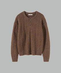 NONBLANK（ノンブランク）の「ヘアリー クロップド ヘンリーネック ニット_ブラウン（ニット/セーター）」