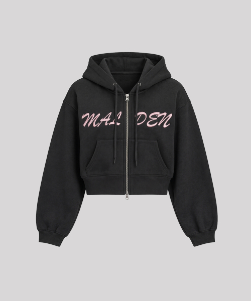 MALDEN(モールデン)の「レタリングロゴ クロップドジップアップパーカー(ジャージ・レディース・ブラック・SMALL/MEDIUM/LARGE)」の2枚目の写真