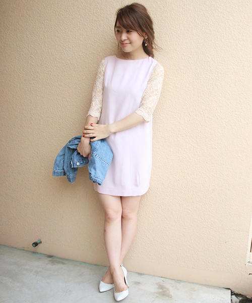 LIMITLESS LUXURY（リミットレスラグジュアリー）の「ソデレースワンピース◆（ワンピース・レディース・ネイビー/ホワイト/ピンク・36/38）」の8枚目の写真