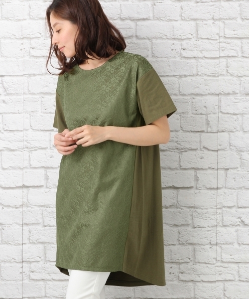 LEPSIM（レプシィム）の「レースツカイTシャツワンピース　724233（ワンピース・レディース・ブラック/カーキ/オフホワイト・FREE）」の3枚目の写真