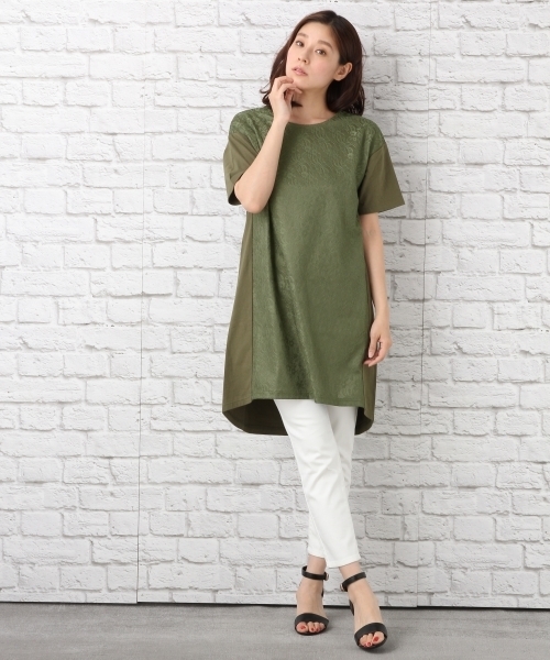 LEPSIM（レプシィム）の「レースツカイTシャツワンピース　724233（ワンピース・レディース・ブラック/カーキ/オフホワイト・FREE）」の9枚目の写真