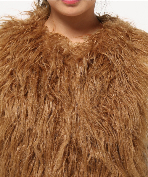 MOUSSY（マウジー）の「FAKE FUR GILLET F（ベスト・レディース・ブラウン/ライトベージュ・FREE）」の6枚目の写真