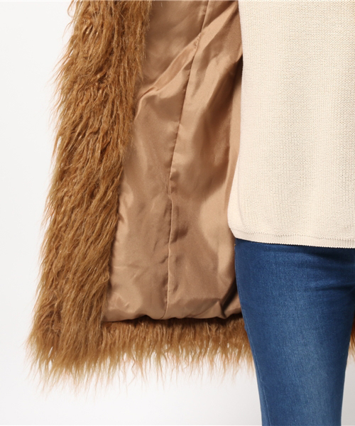 MOUSSY（マウジー）の「FAKE FUR GILLET F（ベスト・レディース・ブラウン/ライトベージュ・FREE）」の12枚目の写真