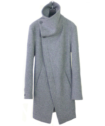 シュリセル ブラック カウルネック ロングコート メルトン シュリセル ブラック カウルネック ロングコート メルトン