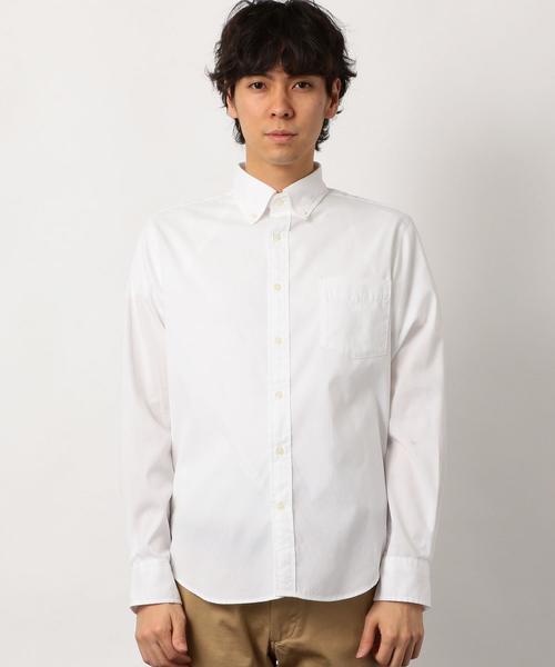 green label relaxing（グリーンレーベルリラクシング）の「NM C/C ストレッチ ピンオックス ボタンダウン シャツ ＜機能性生地＞ ◆（シャツ/ブラウス・メンズ・ホワイト/ライトブルー・XX-LARGE/X-LARGE/X-SMALL/LARGE/MEDIUM/SMALL）」の4枚目の写真