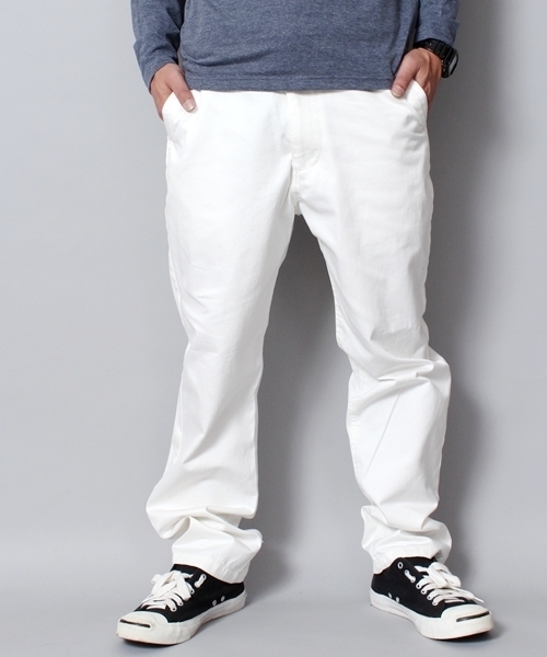 WEGO（ウィゴー）の「WEGO/ウエポンチノパンツ（チノパンツ・メンズ・ホワイト/ブラック/ダークブラウン/グレイッシュベージュ/ワイン/オフホワイト・MEDIUM/LARGE）」の2枚目の写真