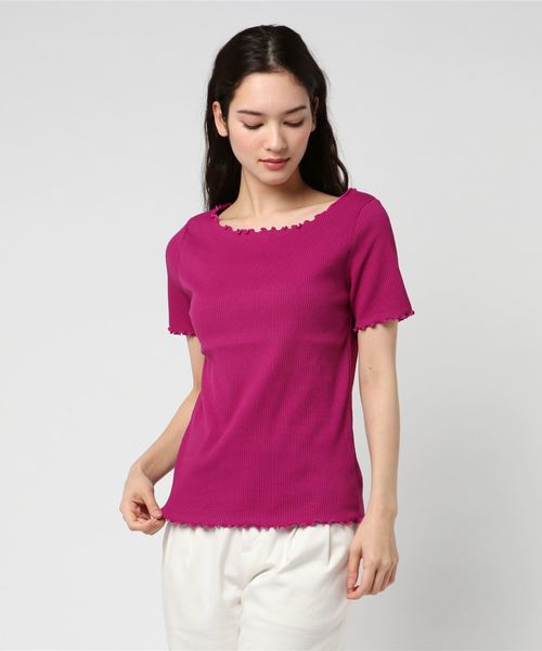 Re:EDIT（リエディ）の「ボートネックメロー加工リブカットソー（Tシャツ/カットソー・レディース・グレー/ブラック/ホワイト系その他/ライトパープル/ホワイト/パープル/ブラック系その他/ベージュ/スカイブルー/グリーン/ロイヤルブルー/オレンジ・LARGE/MEDIUM）」の11枚目の写真