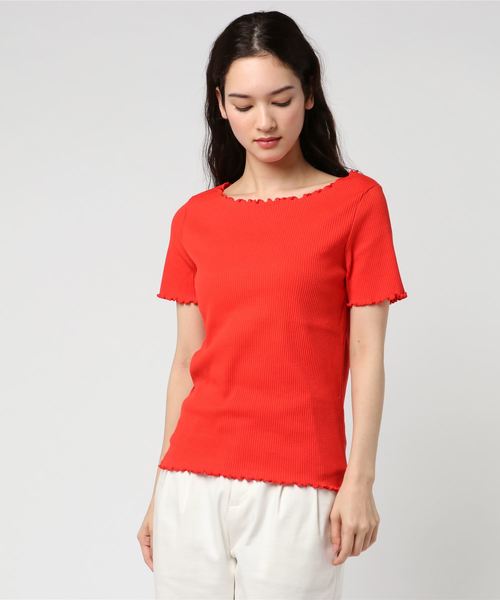 Re:EDIT（リエディ）の「ボートネックメロー加工リブカットソー（Tシャツ/カットソー・レディース・グレー/ブラック/ホワイト系その他/ライトパープル/ホワイト/パープル/ブラック系その他/ベージュ/スカイブルー/グリーン/ロイヤルブルー/オレンジ・LARGE/MEDIUM）」の12枚目の写真