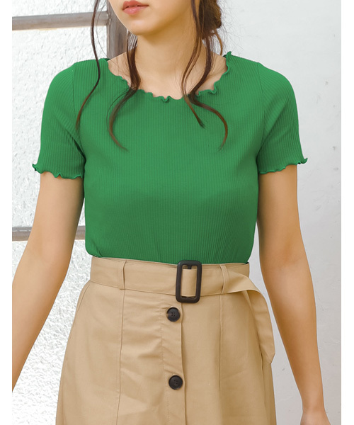 Re:EDIT（リエディ）の「ボートネックメロー加工リブカットソー（Tシャツ/カットソー・レディース・グレー/ブラック/ホワイト系その他/ライトパープル/ホワイト/パープル/ブラック系その他/ベージュ/スカイブルー/グリーン/ロイヤルブルー/オレンジ・LARGE/MEDIUM）」の8枚目の写真