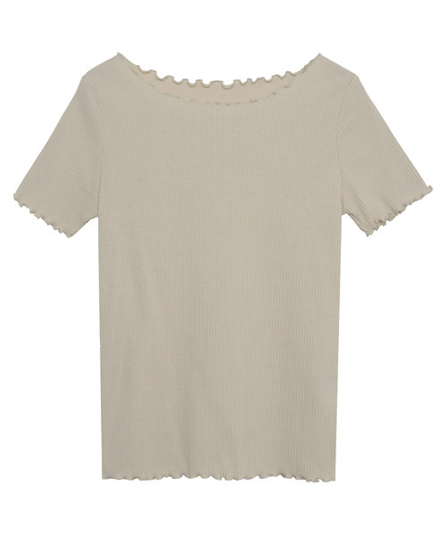 Re:EDIT（リエディ）の「ボートネックメロー加工リブカットソー（Tシャツ/カットソー・レディース・グレー/ブラック/ホワイト系その他/ライトパープル/ホワイト/パープル/ブラック系その他/ベージュ/スカイブルー/グリーン/ロイヤルブルー/オレンジ・LARGE/MEDIUM）」の21枚目の写真