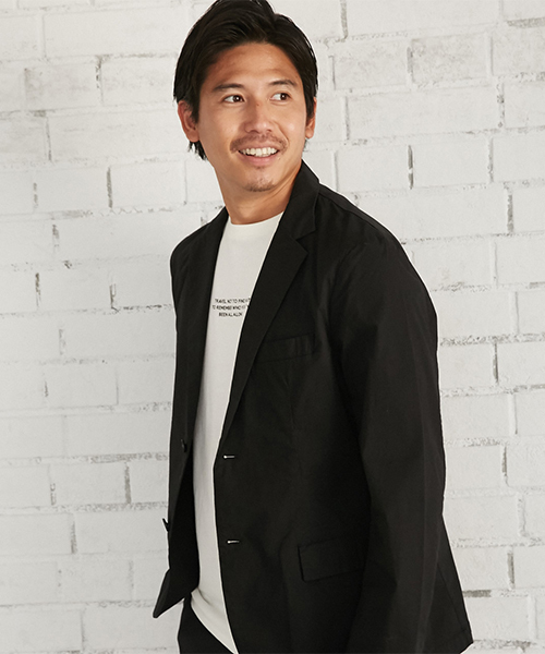 AZUL by moussy(アズールバイマウジー)の「ストレッチポプリンテイラードジャケット(テーラードジャケット・メンズ・ネイビー/ブラック・LARGE/MEDIUM/SMALL)」の2枚目の写真