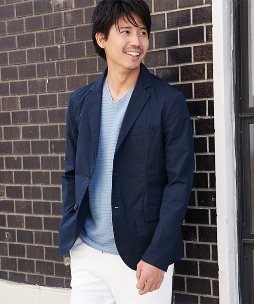 AZUL by moussy(アズールバイマウジー)の「ストレッチポプリンテイラードジャケット(テーラードジャケット・メンズ・ネイビー/ブラック・LARGE/MEDIUM/SMALL)」の12枚目の写真