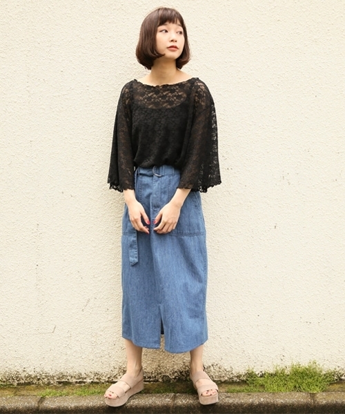 LOWRYS FARM（ローリーズファーム）の「ベルトツキベーカーロングスカート　796424（スカート・レディース・ブルー/ブラック/カーキ・LARGE/MEDIUM）」の15枚目の写真