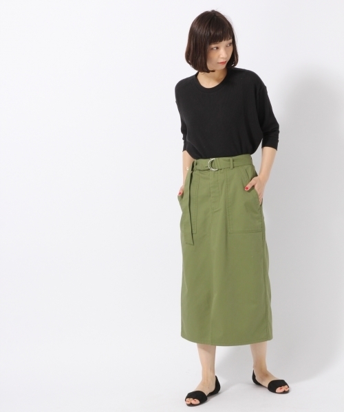 LOWRYS FARM（ローリーズファーム）の「ベルトツキベーカーロングスカート　796424（スカート・レディース・ブルー/ブラック/カーキ・LARGE/MEDIUM）」の13枚目の写真