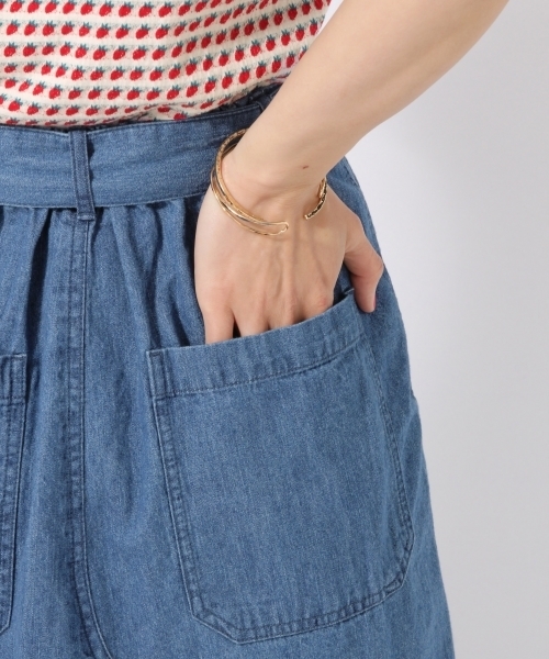 LOWRYS FARM（ローリーズファーム）の「ベルトツキベーカーロングスカート　796424（スカート・レディース・ブルー/ブラック/カーキ・LARGE/MEDIUM）」の7枚目の写真