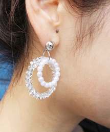 MODE ROBE（モードローブ）の「パール×クリスタル フープピアス（ピアス（両耳用））」