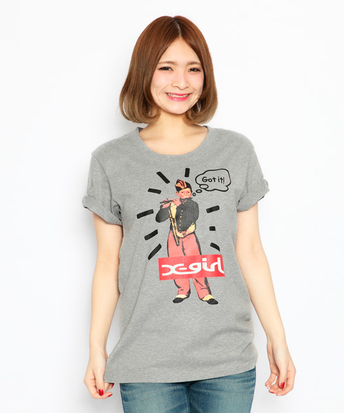 X-girl（エックスガール）の「THE FIFER S/S BIG TEE（Tシャツ/カットソー・レディース・ホワイト/ブラック/アッシュグレー/グリーン/ネイビー・ONE SIZE）」の3枚目の写真
