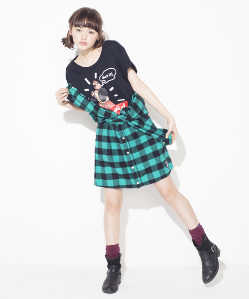 X-girl（エックスガール）の「THE FIFER S/S BIG TEE（Tシャツ/カットソー・レディース・ホワイト/ブラック/アッシュグレー/グリーン/ネイビー・ONE SIZE）」の8枚目の写真