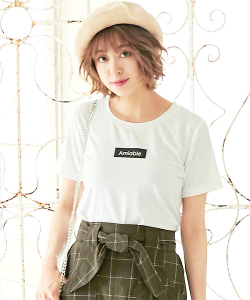 KOBE LETTUCE（コウベレタス）の「[選べる2TYPE]ロゴプリントUネックTシャツトップス＊レディース/半袖[C3330]神戸レタス（Tシャツ/カットソー・レディース・ブラック/ネイビー/オフホワイト/ホワイト系その他/ブラック系その他/ブルー系その他・FREE）」の3枚目の写真