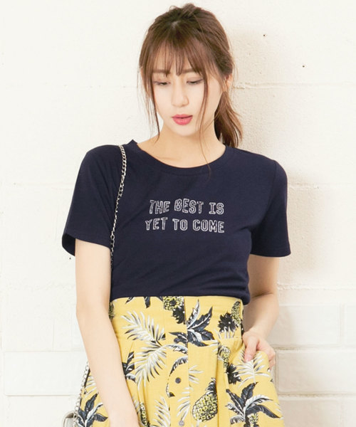 KOBE LETTUCE（コウベレタス）の「[選べる2TYPE]ロゴプリントUネックTシャツトップス＊レディース/半袖[C3330]神戸レタス（Tシャツ/カットソー・レディース・ブラック/ネイビー/オフホワイト/ホワイト系その他/ブラック系その他/ブルー系その他・FREE）」の6枚目の写真