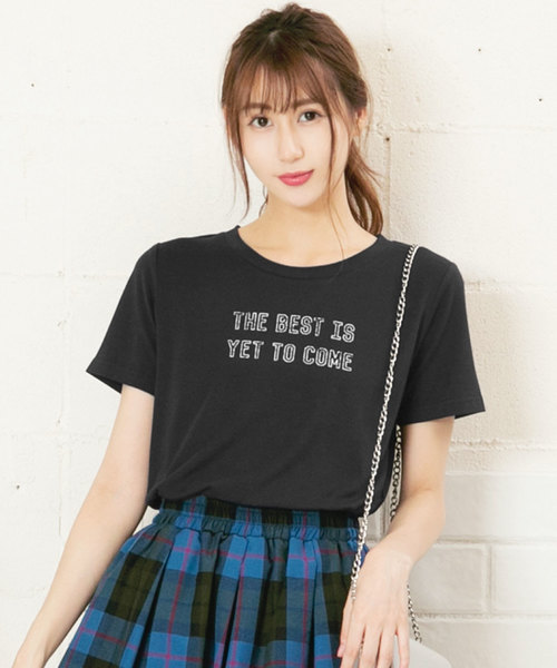 KOBE LETTUCE（コウベレタス）の「[選べる2TYPE]ロゴプリントUネックTシャツトップス＊レディース/半袖[C3330]神戸レタス（Tシャツ/カットソー・レディース・ブラック/ネイビー/オフホワイト/ホワイト系その他/ブラック系その他/ブルー系その他・FREE）」の4枚目の写真