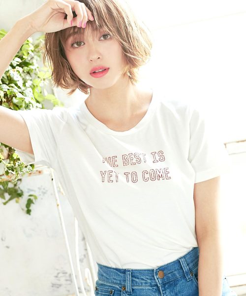 KOBE LETTUCE（コウベレタス）の「[選べる2TYPE]ロゴプリントUネックTシャツトップス＊レディース/半袖[C3330]神戸レタス（Tシャツ/カットソー・レディース・ブラック/ネイビー/オフホワイト/ホワイト系その他/ブラック系その他/ブルー系その他・FREE）」の10枚目の写真